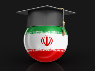 Poster - Graduation cap and Iranian flag. Image with clipping path