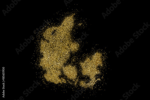 Fotomural Denmark shaped from golden glitter on black (series)
