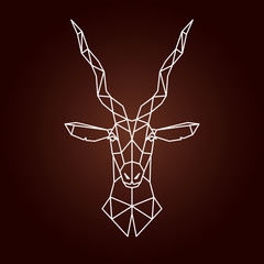 Antelope in geometric style. Vector illustration of animal for use as a print on t-shirt and poster. Horn antelope.