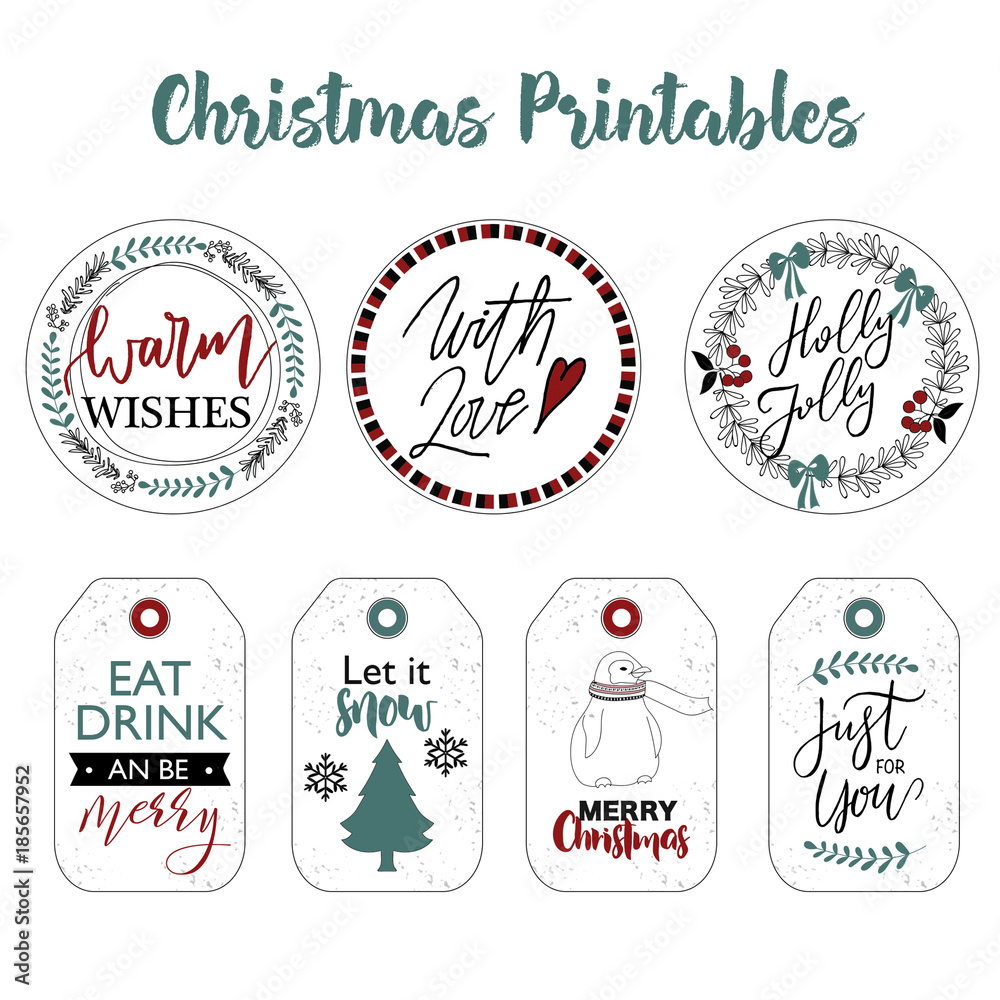 Christmas labels and stickers design with winter elements. Printable templates for gift tags. Stock Illustration | Adobe Stock christmas-labels-and-stickers-design-with-winter-elements-printable-templates-for-gift-tags-stock-illustration-adobe-stock
