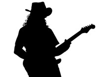 Musician With Guirar In Blues Style On White Background