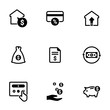 Set of simple icons on a theme Credit, vector, design, collection, flat, sign, symbol,element, object, illustration, isolated. White background