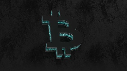 Poster - logo bitcoin. minimalistic design. cinematic background. energy logo.