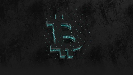 Poster - logo bitcoin. matrix of numbers. minimalistic design. cinematic background. energy logo.