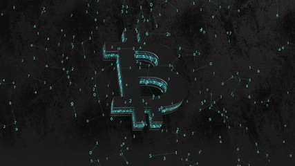 Poster - logo bitcoin. blockchain. minimalistic design. cinematic background. energy logo.