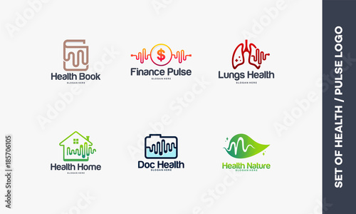 Health Book logo, Finance Pulse logo, Lungs Health logo, Health Home,  Document Health logo, Nature Pulse logo, Nature logo designs concept - Buy  this stock vector and explore similar vectors at Adobe