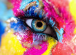 Leinwandbild Motiv Woman eye with colorful makeup closeup
