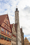 Fototapeta Miasto - Town hall tower of medieval town Rothenburg ob der Tauber, Germany