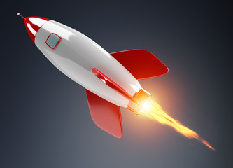 Poster - Isolated modern digital rocket 3D rendering