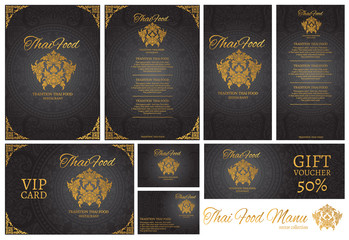 Wall Mural - vector thai food restaurant menu template.thai tradition background