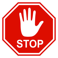 Wall Mural - Stop sign icon with hand - vector