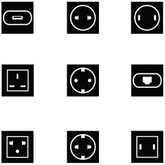 Wall Mural - socket icon set