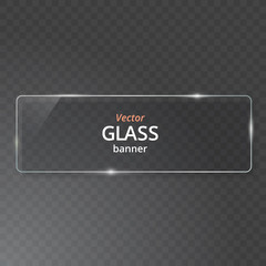 Wall Mural - transparent glass plate mock up. see through banner. plastic banner with reflection and shadow.