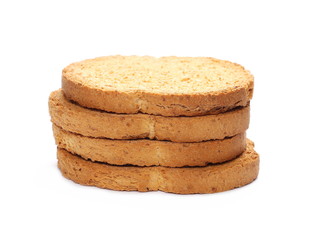 Wall Mural - pile rusks with wholewheat flour, bread sliced isolated on white background