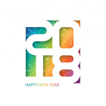 Happy New Year 2018. Vector brochure design template. Greeting card with snowflakes. Cover of business diary or calendarfor 2018 with wishes.