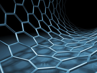 Wall Mural - blue hexagonal mesh tube structure. 3d