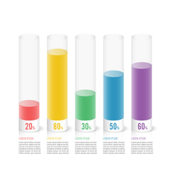 Poster - Infographic icons with 5 parts of columns in percent of growth. Business concept for charts, reports and statistics.