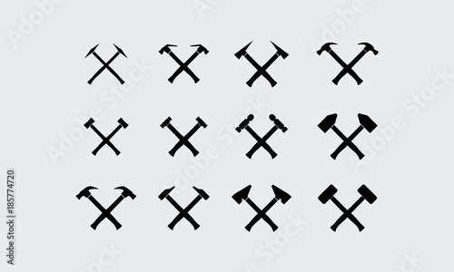 Set of Different Hammer Silhouette vector Poster Mural XXL