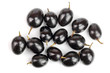 Dark grapes isolated on white background, top view. Flat lay