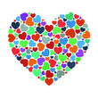 Happy Valentine's day! 14 February large heart from little hearts flart UI colors vector illustration