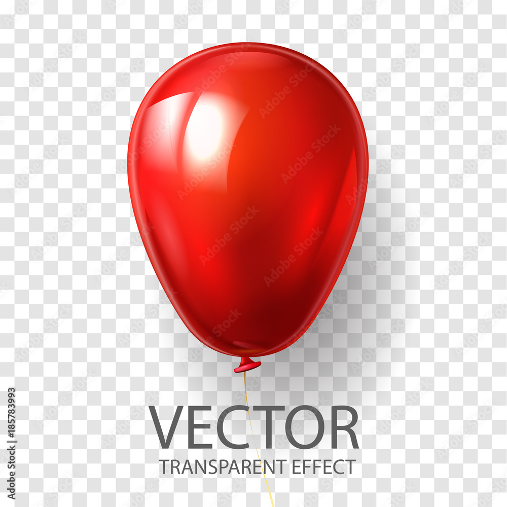 Realistic 3D render red balloon vector stock illustration isolated on ...