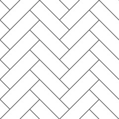 Poster - outline vintage wooden floor herringbone parquet vector seamless pattern