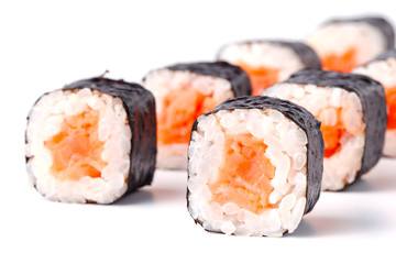 Japan sushi rolls isolated on white background