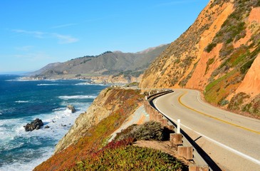 highway 1 running along pacific coast in california.