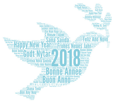 Happy New Year 2018 in different languages 