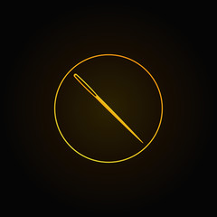 Circle with needle inside vector yellow icon