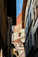 Wall Mural - santa maria fiore dome view from a street of florence