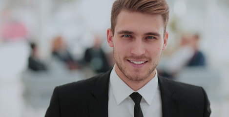 Wall Mural - Portrait of happy smiling  business man