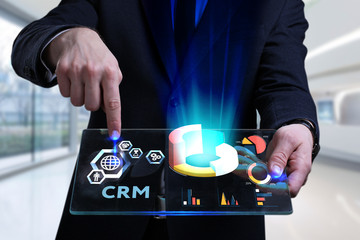business, technology, internet and network concept. young businessman working on a virtual screen of