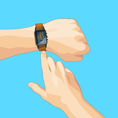 Wall Mural - business concept picture with mechanical hand watch. vector illustration isolate