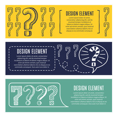 Wall Mural - horizontal banners with concept pictures of question marks and places for your text