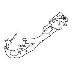 Leinwandbilder - Bermuda map of black contour curves on white background of vector illustration