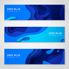 Wall Mural - Horizontal banners with abstract blue background