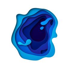 Wall Mural - abstract background with blue paper cut shapes