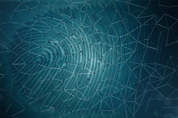 Poster - Fingerprint Scanning Identification System. Fingerprint scan provides security access with biometrics identification. 3D Rendering.