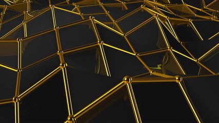 Poster - Black Low Poly Abstract Background. Seamless loop
