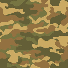 Wall Mural - Seamless camouflage pattern. Khaki texture, vector illustration. Camo print background. Abstract military style backdrop for your design