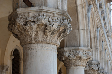 Wall Mural - Part of the facade of Doge's Palace (Palazzo Ducale) in Venice during the day show the detailed gothic style architecture