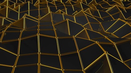 Poster - Black Low Poly Abstract Background. Seamless loop