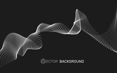 Fototapete - 3D abstract digital wave of particles and wireframe. Futuristic vector illustration. Technology concept. Background for banner, flyer, book, cover, poster.