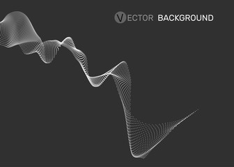 Fototapete - 3D abstract digital wave of particles and wireframe. Futuristic vector illustration. Technology concept. Background for banner, flyer, book, cover, poster.