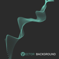 Fototapete - 3D abstract digital wave of particles and wireframe. Futuristic vector illustration. Technology concept. Background for banner, flyer, book, cover, poster.