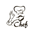 © Alexkava - monochrome illustration of whiskered chef