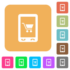 Sticker - Mobile shopping rounded square flat icons