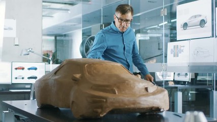 Aufkleber - Experience Automotive Designer with a Rake Sculpts Prototype Car Model from Plasticine Clay.  Shot on RED EPIC-W 8K Helium Cinema Camera.