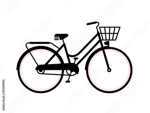 Download Vintage Bicycle Silhouette. Simple Vector Illustration Of A Old Fashioned Girls Bike. - Buy this ...